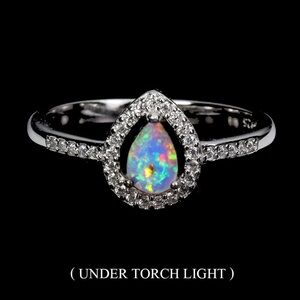 Stunning Natural Fire Opal Ring in 925 Sterling Silver Size 8